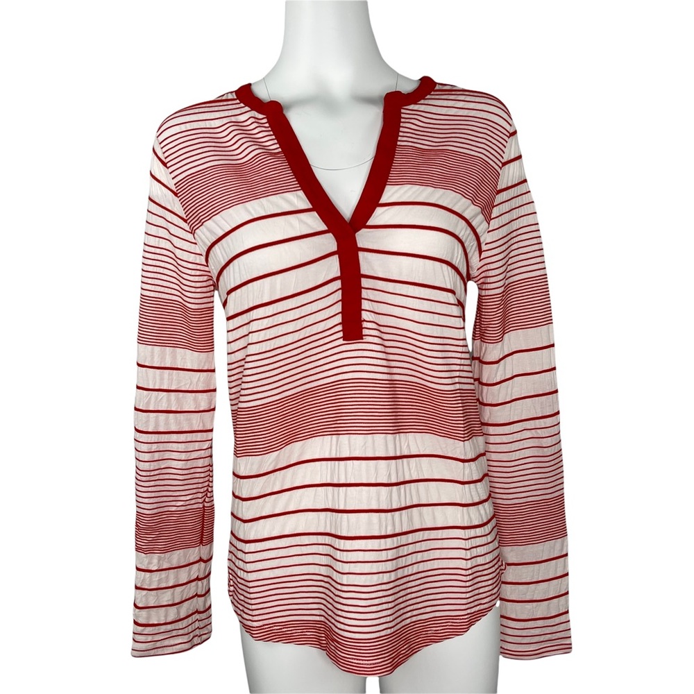 NWT Anthropologie Sanctuary Stripe Tunic Top Pullover Shirt Red Roll Tab Sleeve